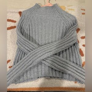 American Eagle Outfitters Gray Ribbed Turtleneck Sweater